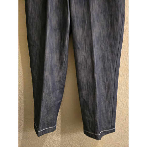 Tanjay Petite Straight Leg Pants 12P Blue with White Stitching - Picture 5 of 14